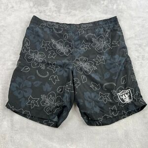 NFL Raiders Floral Swim Trunks XL Black Mens Board Shorts Football Fan Beachwear